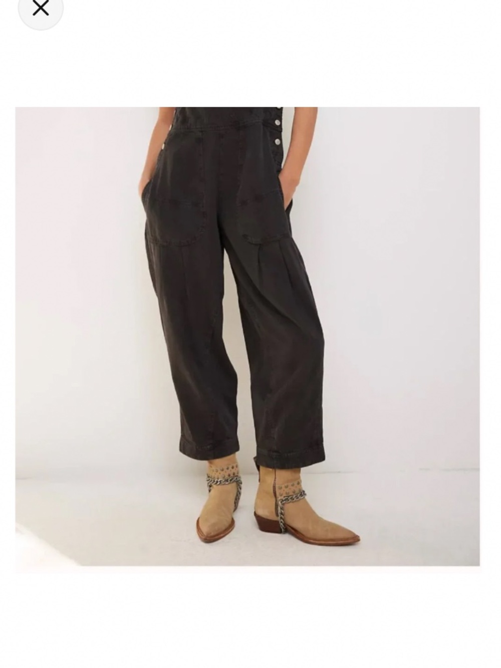 Free People Black Wide-Leg Overalls Jumpsuit